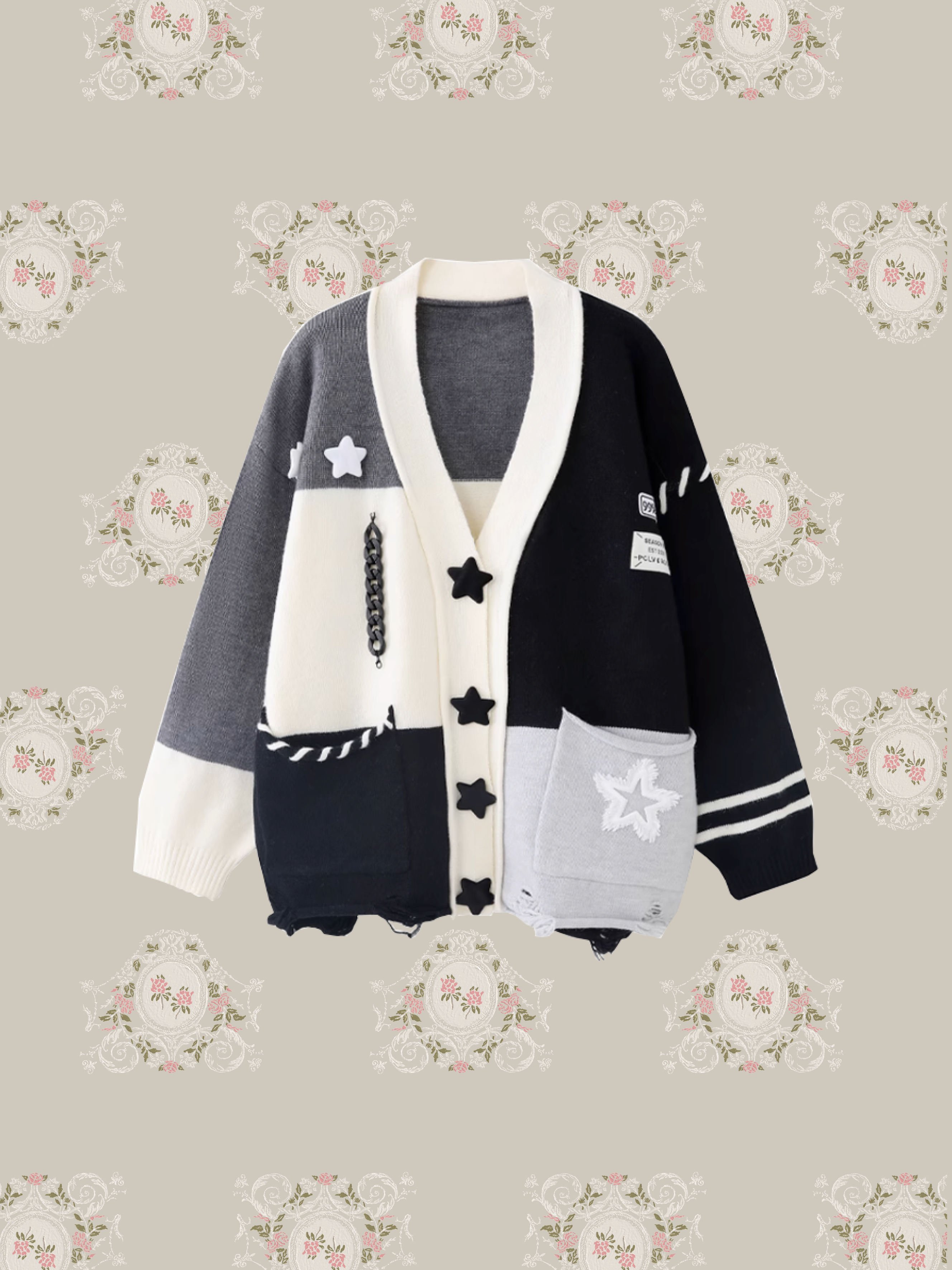 Star Motif Chain Deco Cardigan/スターモチーフチェーンデコカーディガン