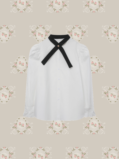 French Bow Tie Blouse/フレンチボウタイブラウス