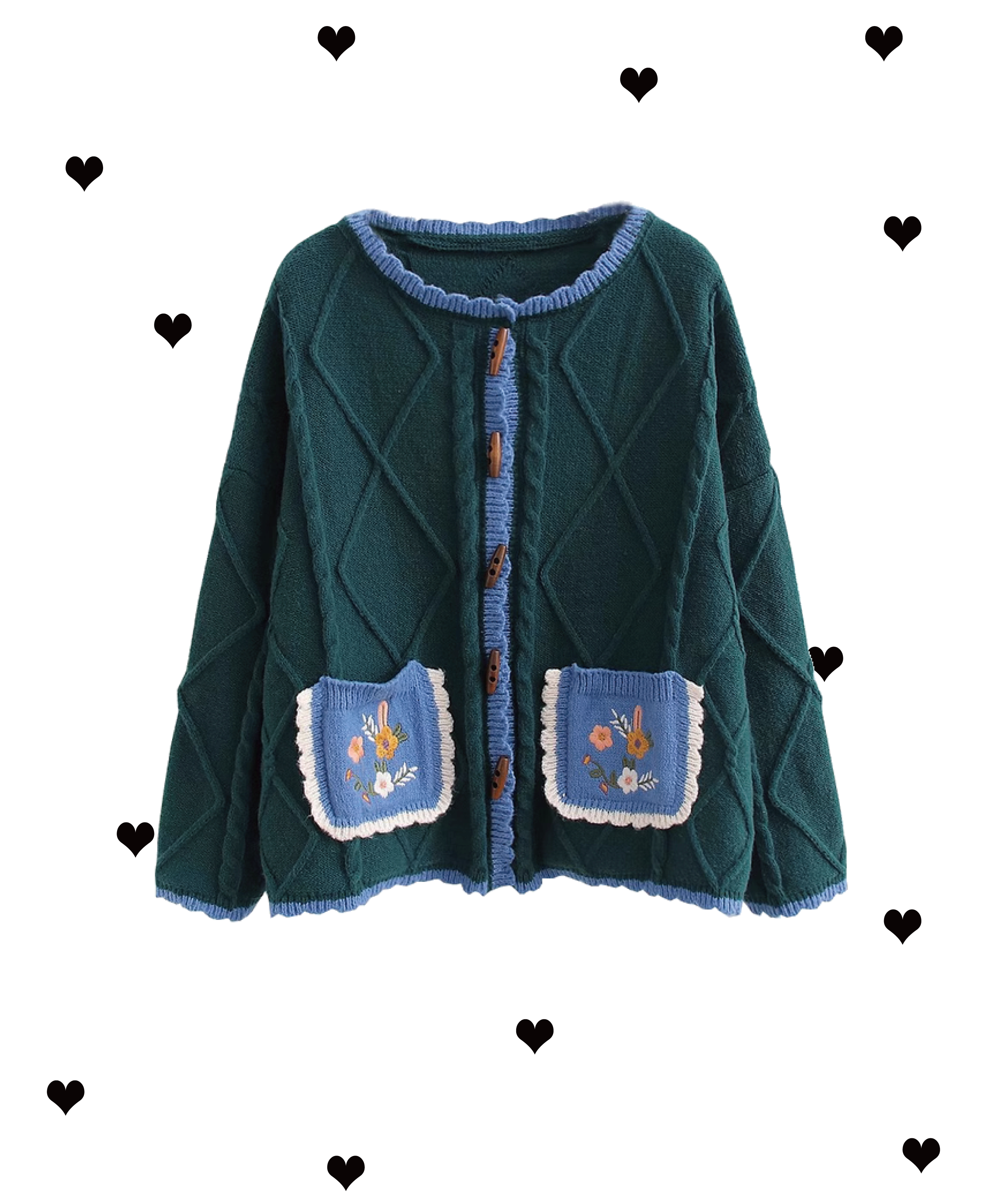 Moss Green Embroidery Cardigan