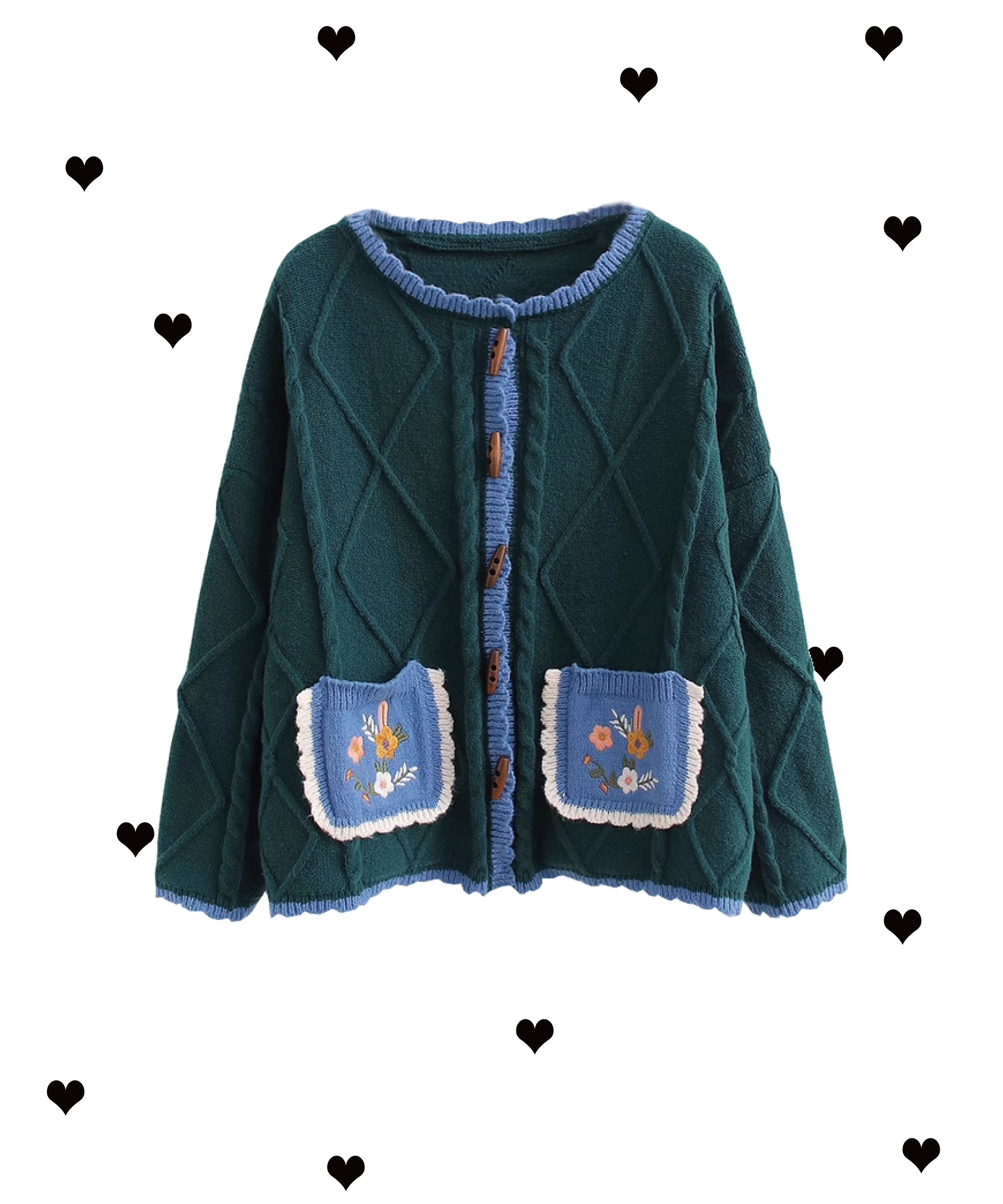 Moss Green Embroidery Cardigan 