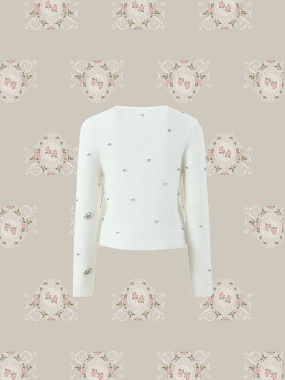 Beading V-neck Ribbon Cardigan/ビーズVネックリボンカーディガン