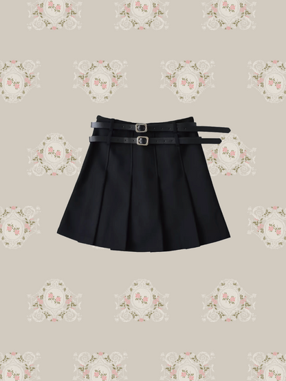 Double Belt Pleats Skirt ダブルベルトプリーツスカート