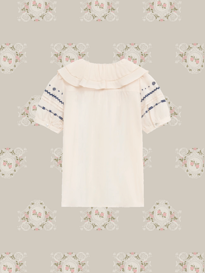 Frill Collar Embossed Blouse 