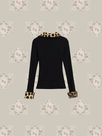 Leopard Stitching Top/ヒョウ柄ステッチトップ