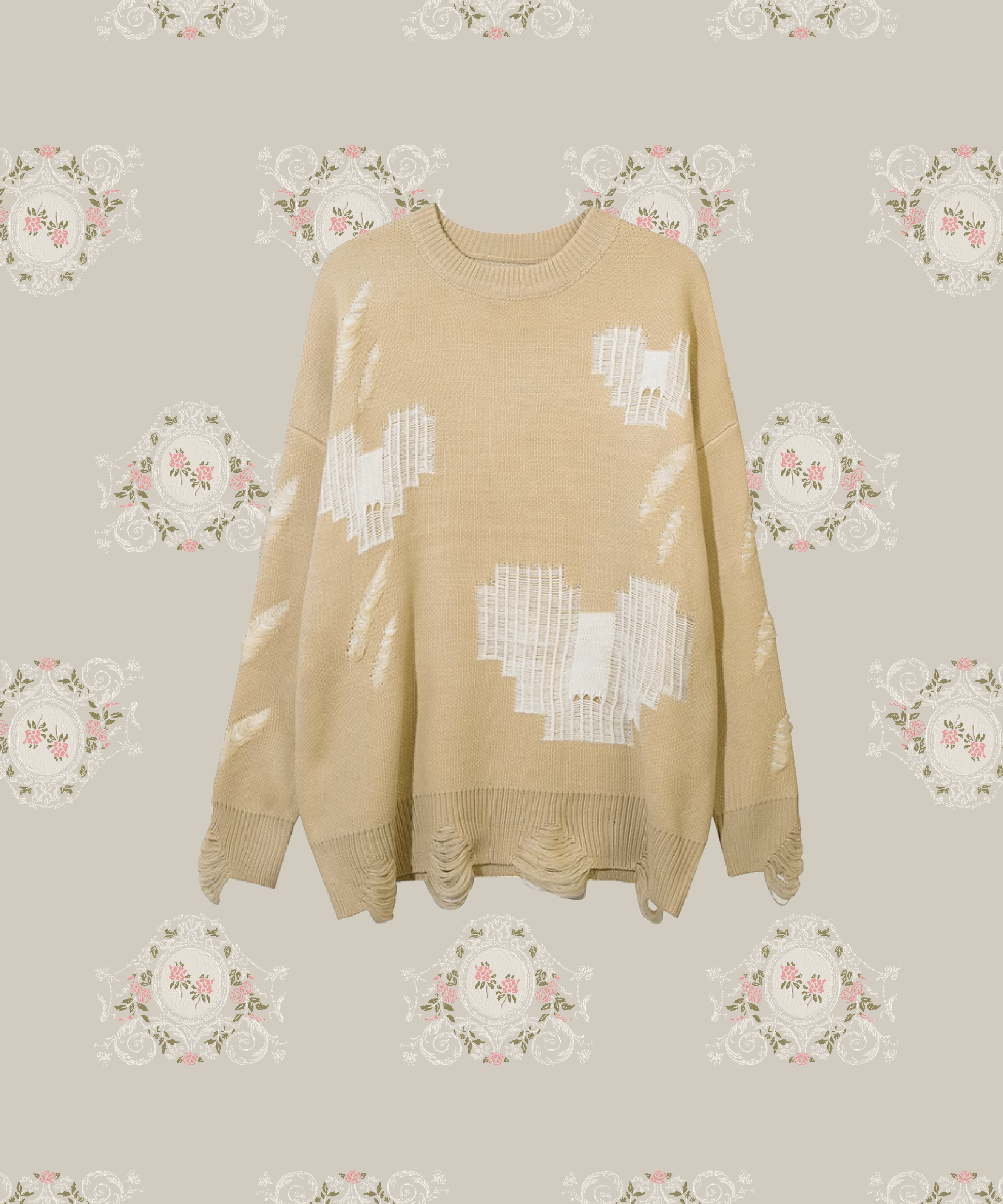 Broken Style Fuzzy Heart Sweater ブロークン スタイル ファジー ハート セーター