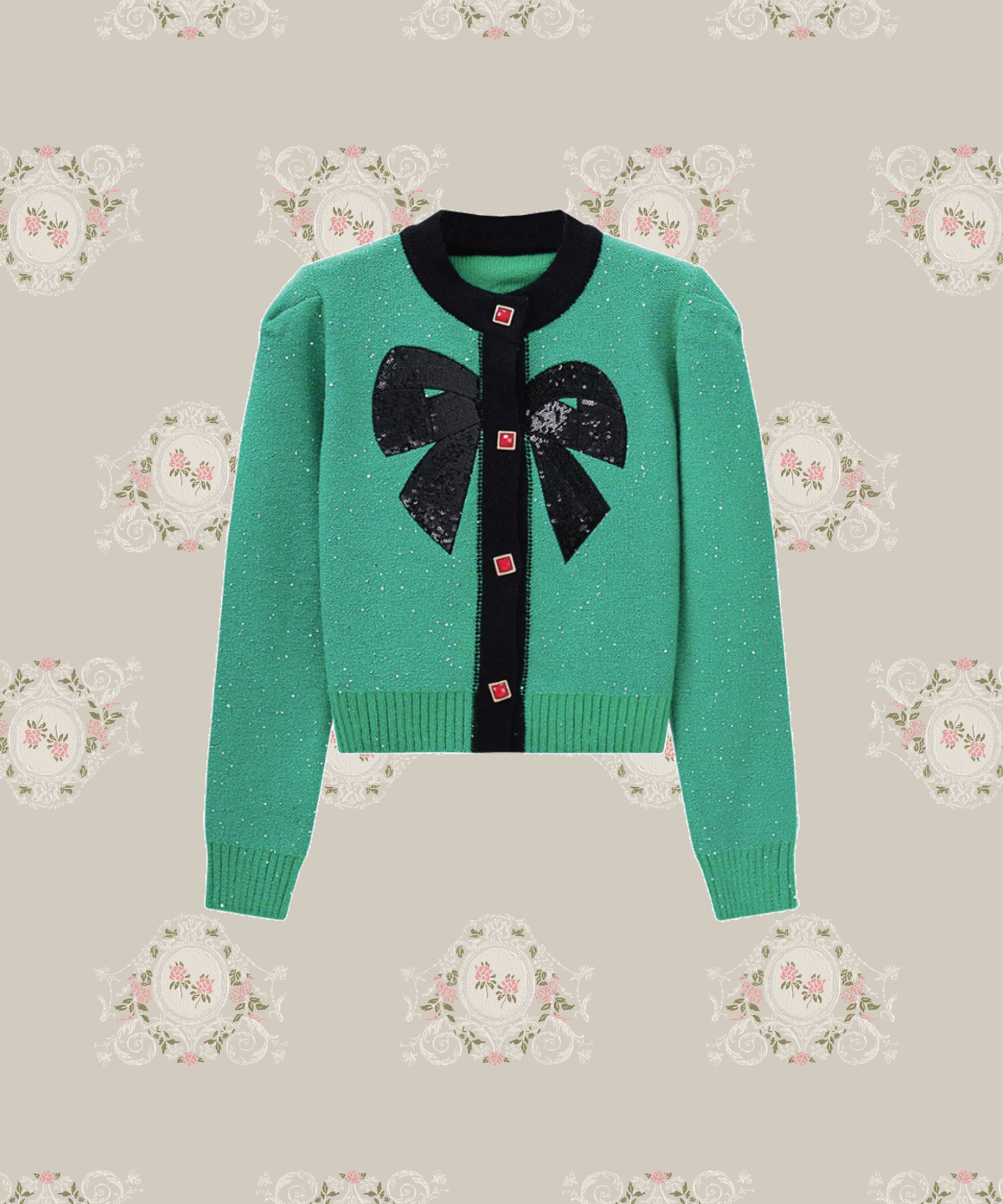 Sequins Bijou Button Cardigan