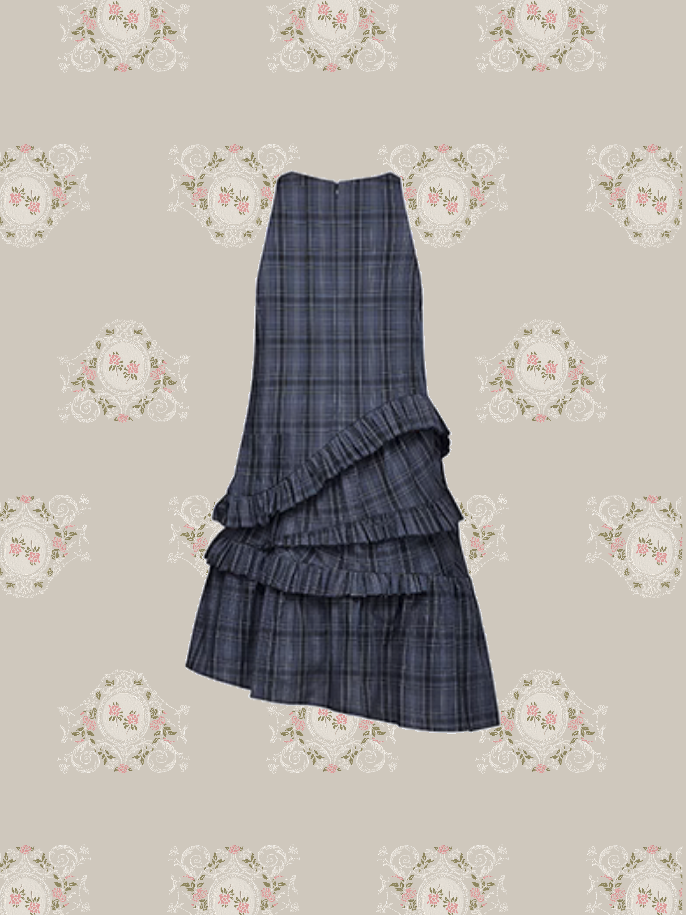 Ruffle Plaid Piping Vest One Piece/フリルチェックパイピングベストワンピース