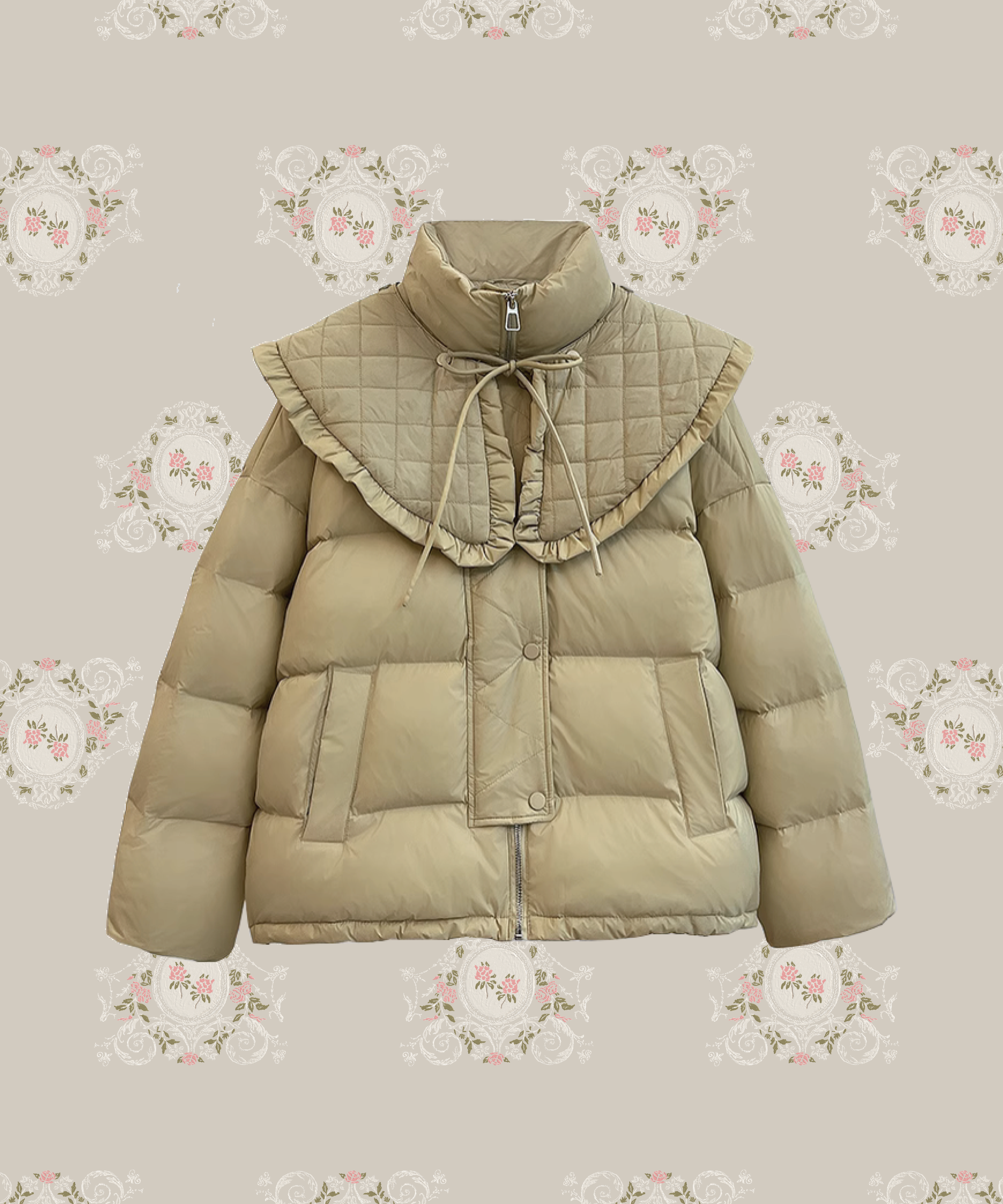 Lace Frill Collar Puff Duck Down Coat Lace frill collar puff duck down coat 