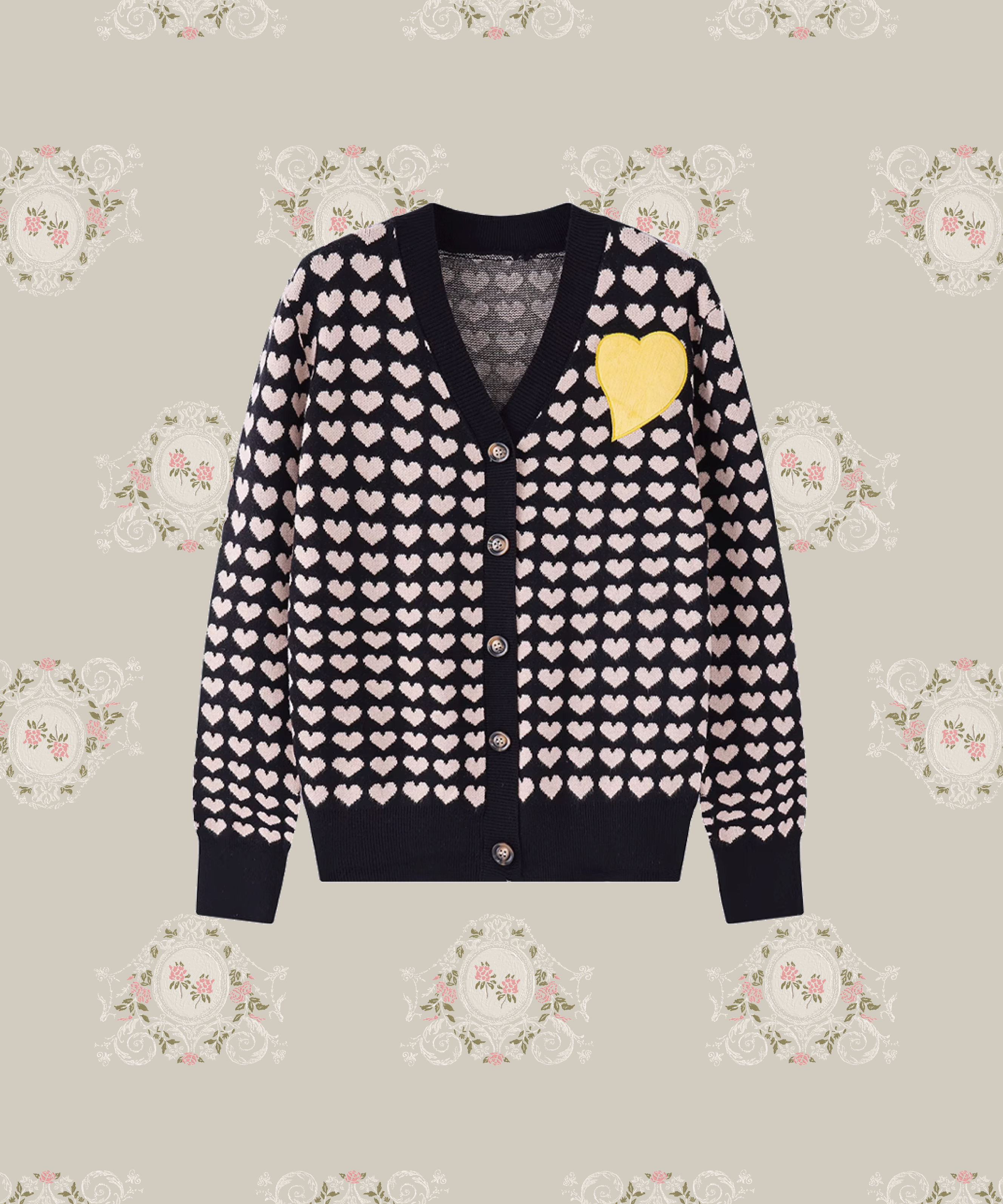 Heart Embroidery Boxy Cardigan 