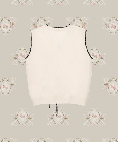 Tassel Flower Jacquard Knit Vest