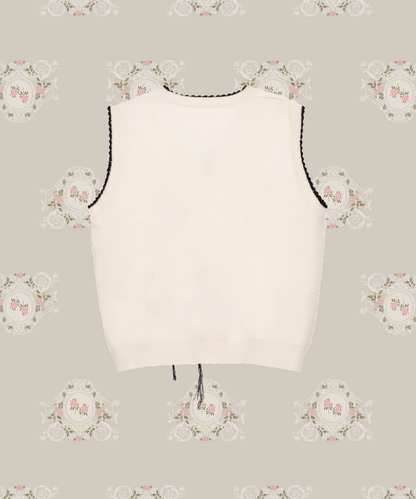 Tassel Flower Jacquard Knit Vest 