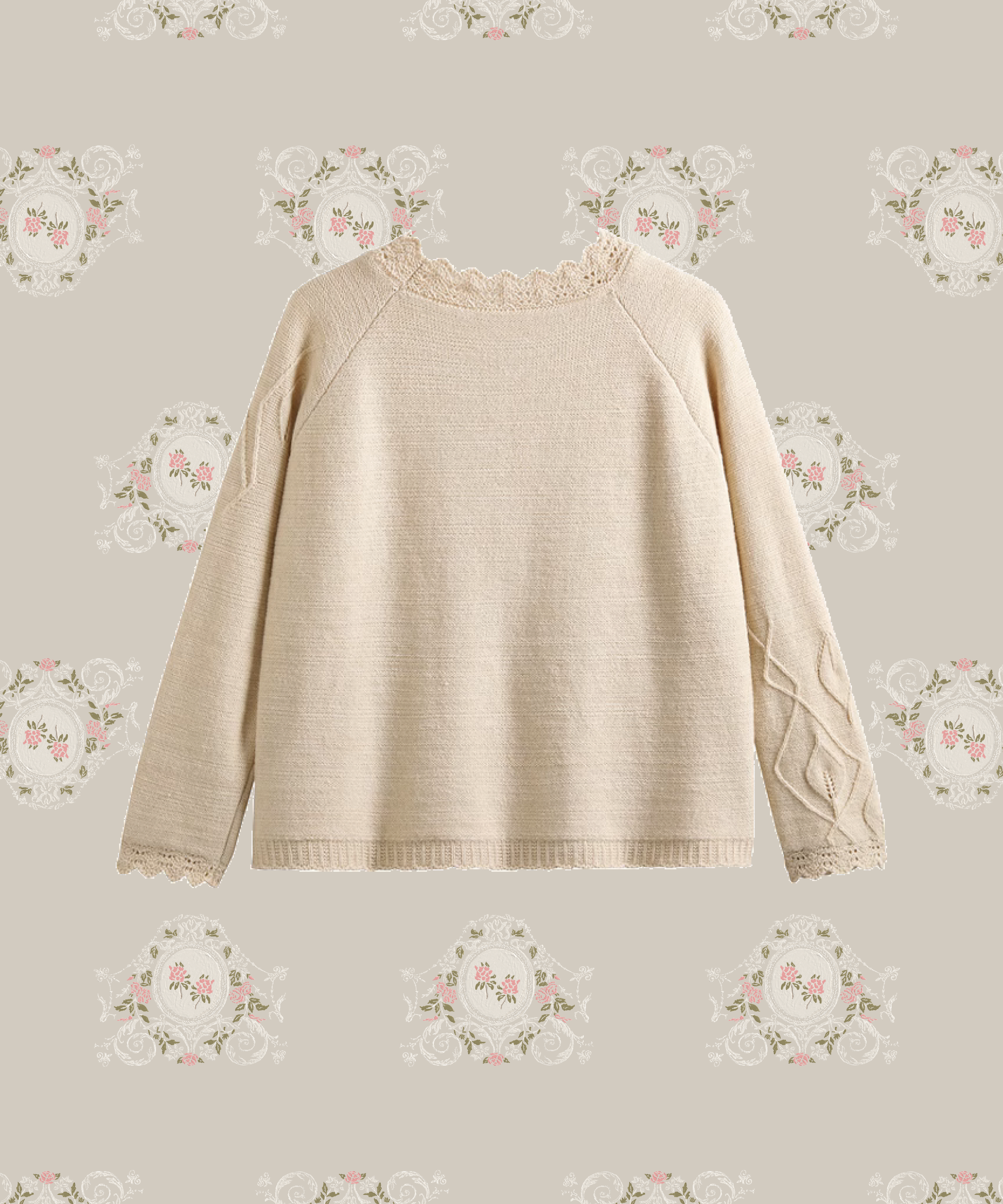 Flower Applique Pearl Knit