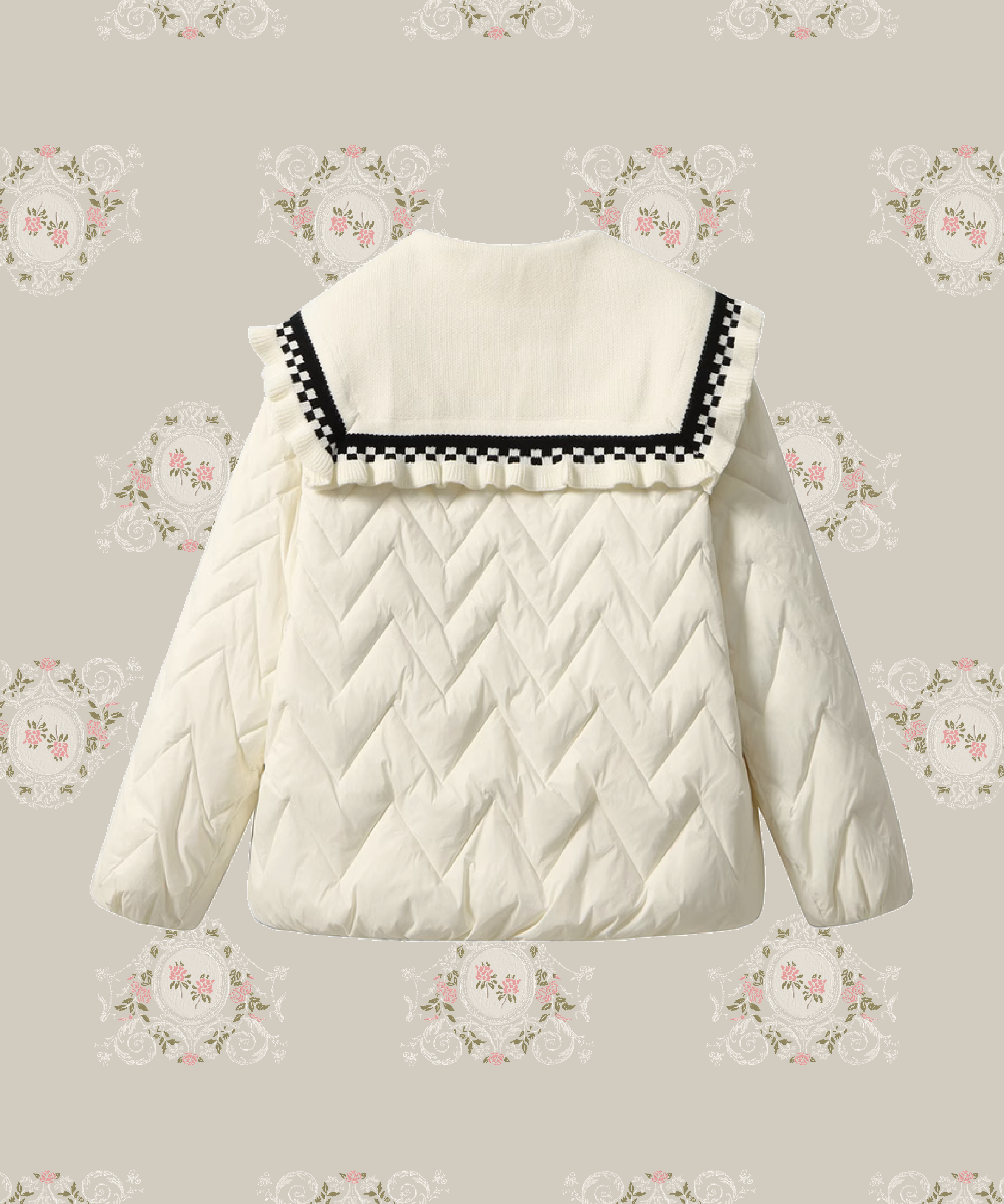 Frill Collar Double Pocket Duck Down Jacket  フリル襟ダブルポケットダックダウンジャケット