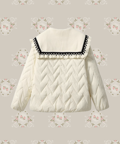 Frill Collar Double Pocket Duck Down Jacket  フリル襟ダブルポケットダックダウンジャケット