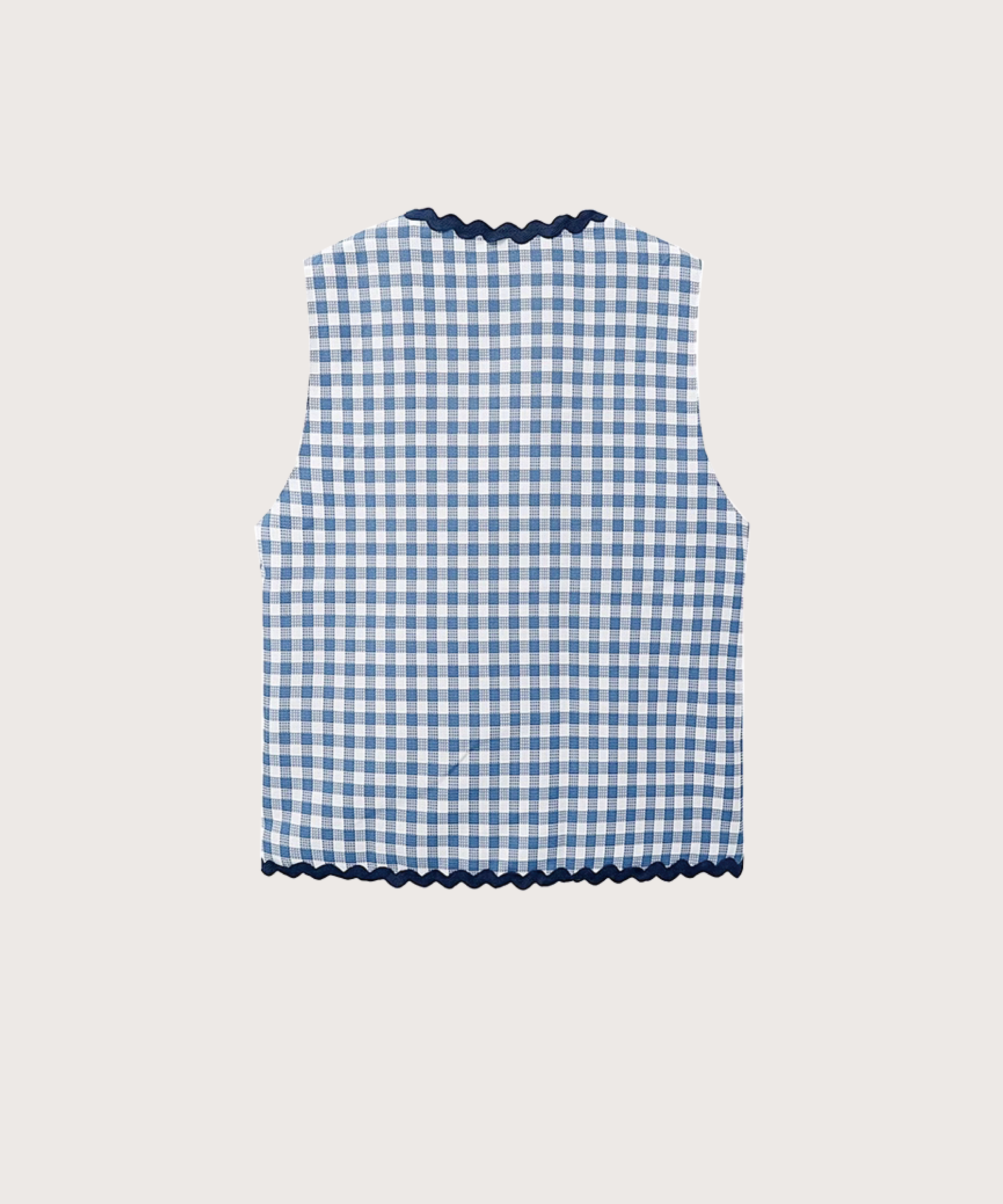 Wave Piping Gingham Vest