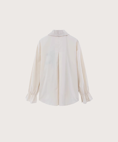 Wave Lapel Flare Sleeve Blouse 