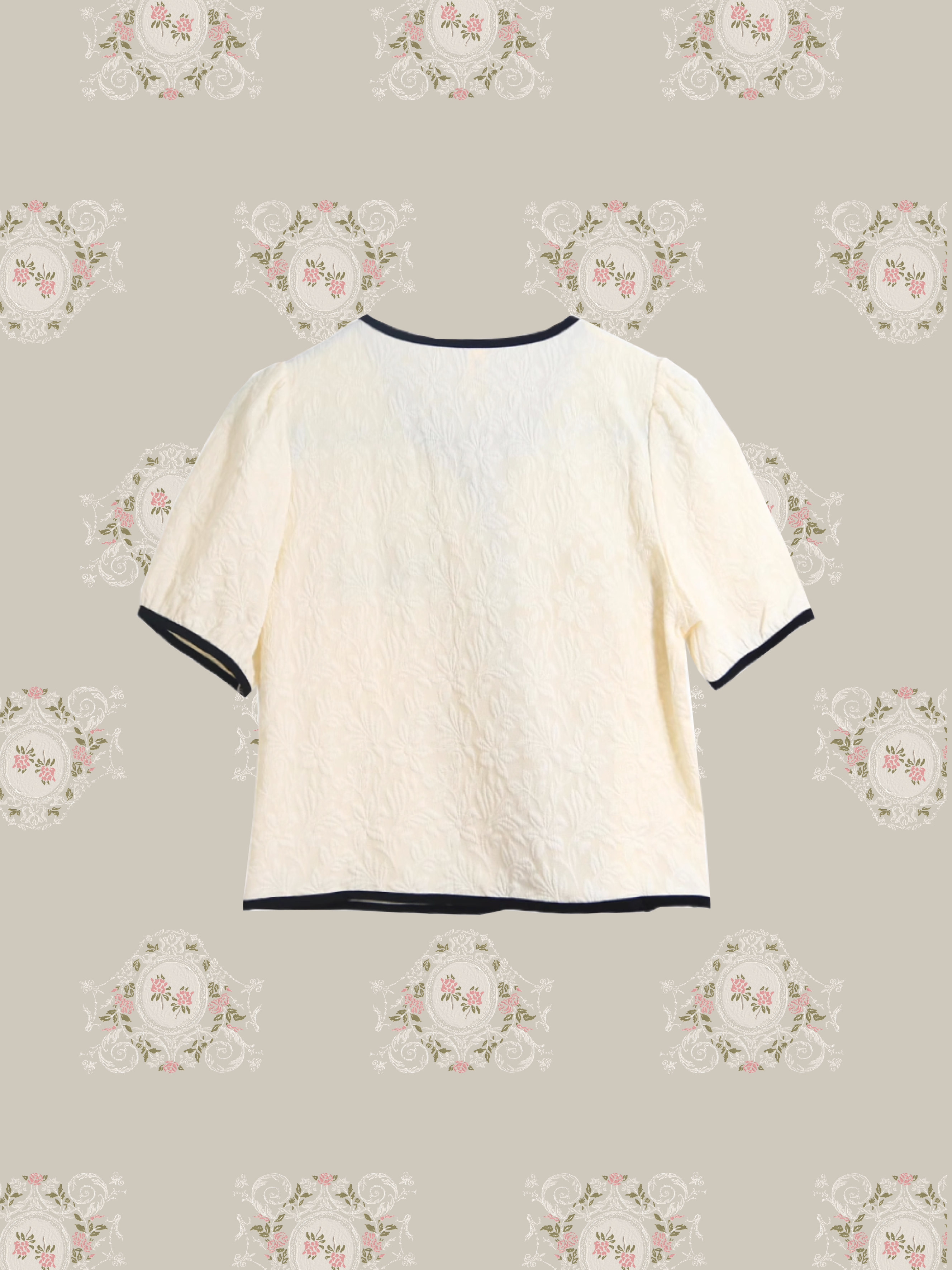 French Emboss Ribbon Shirt/フレンチエンボスリボンシャツ
