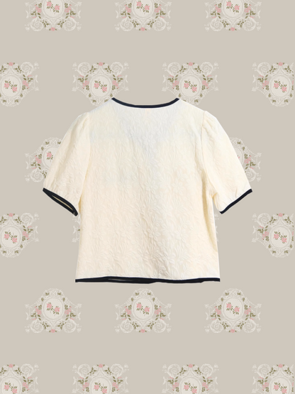 French Emboss Ribbon Shirt/フレンチエンボスリボンシャツ