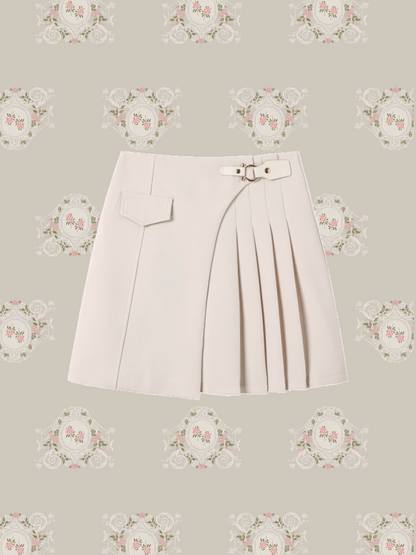 Asymmetry Side Pleats Mini Skirt/アシンメトリーサイドプリーツミニスカート