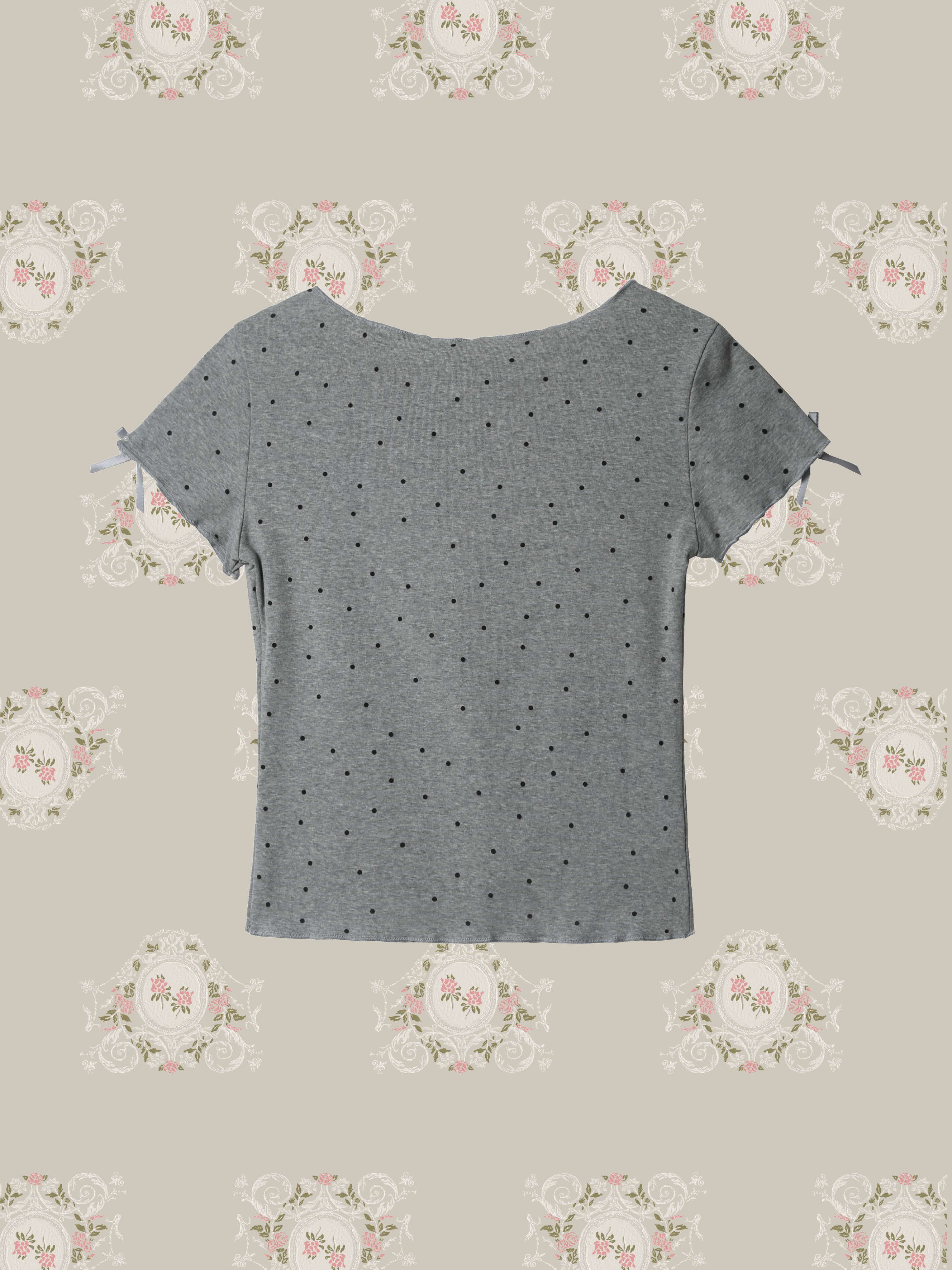 Dots Ribbon Deco T/ドットリボンデコTシャツ
