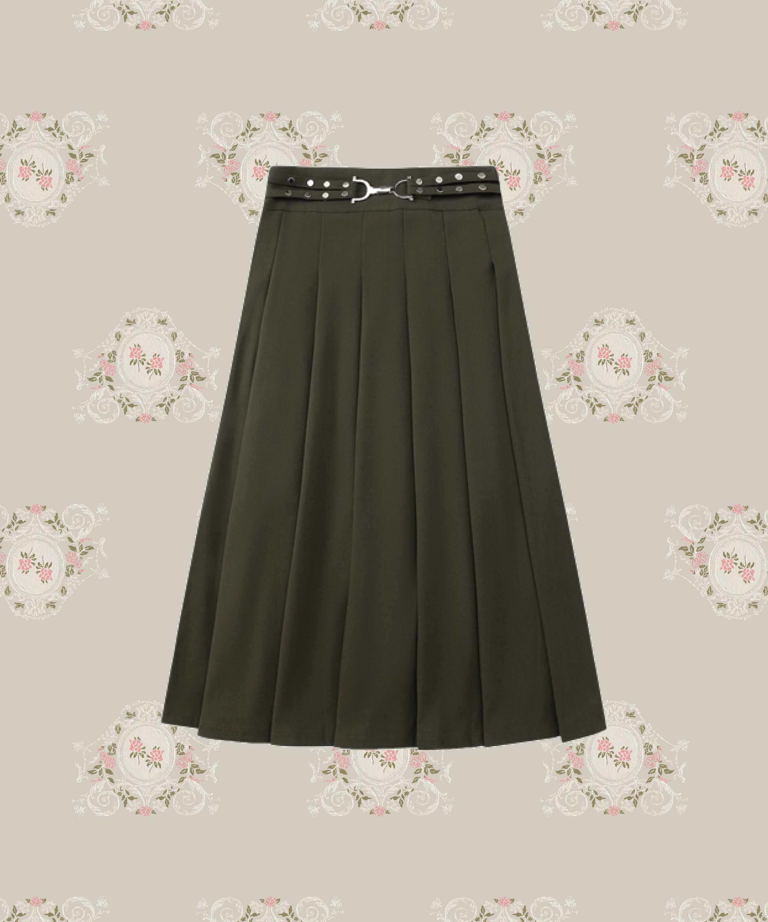 Belted Pleats Long Skirt ベルト付きプリーツロングスカート