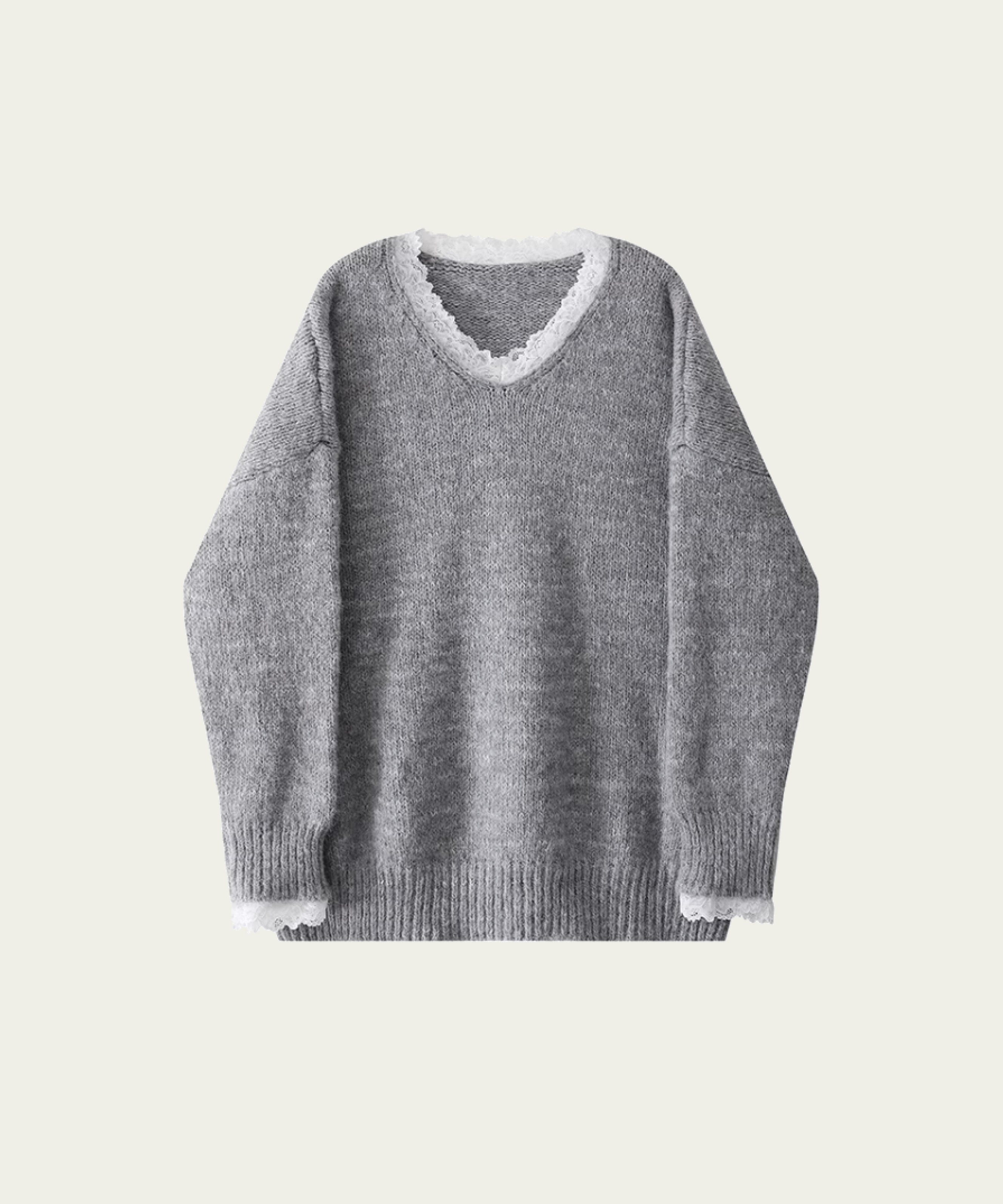 Lace Stitching Sheer Sweater