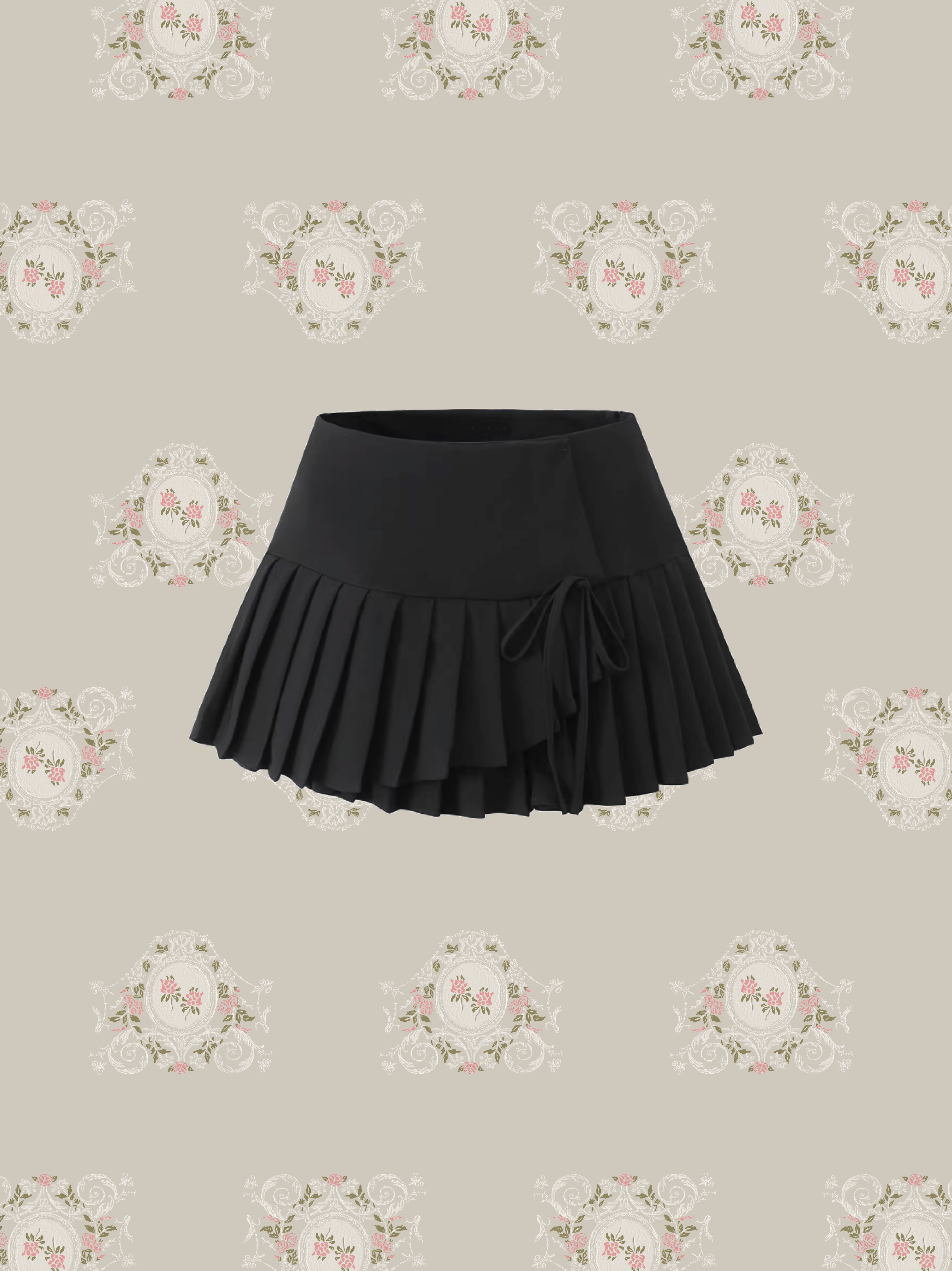 Asymmetry Lace Up Pleats Mini Skirt/アシンメトリーレースアッププリーツミニスカート