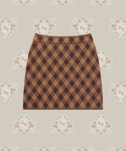 Mix Color Check Skirt 