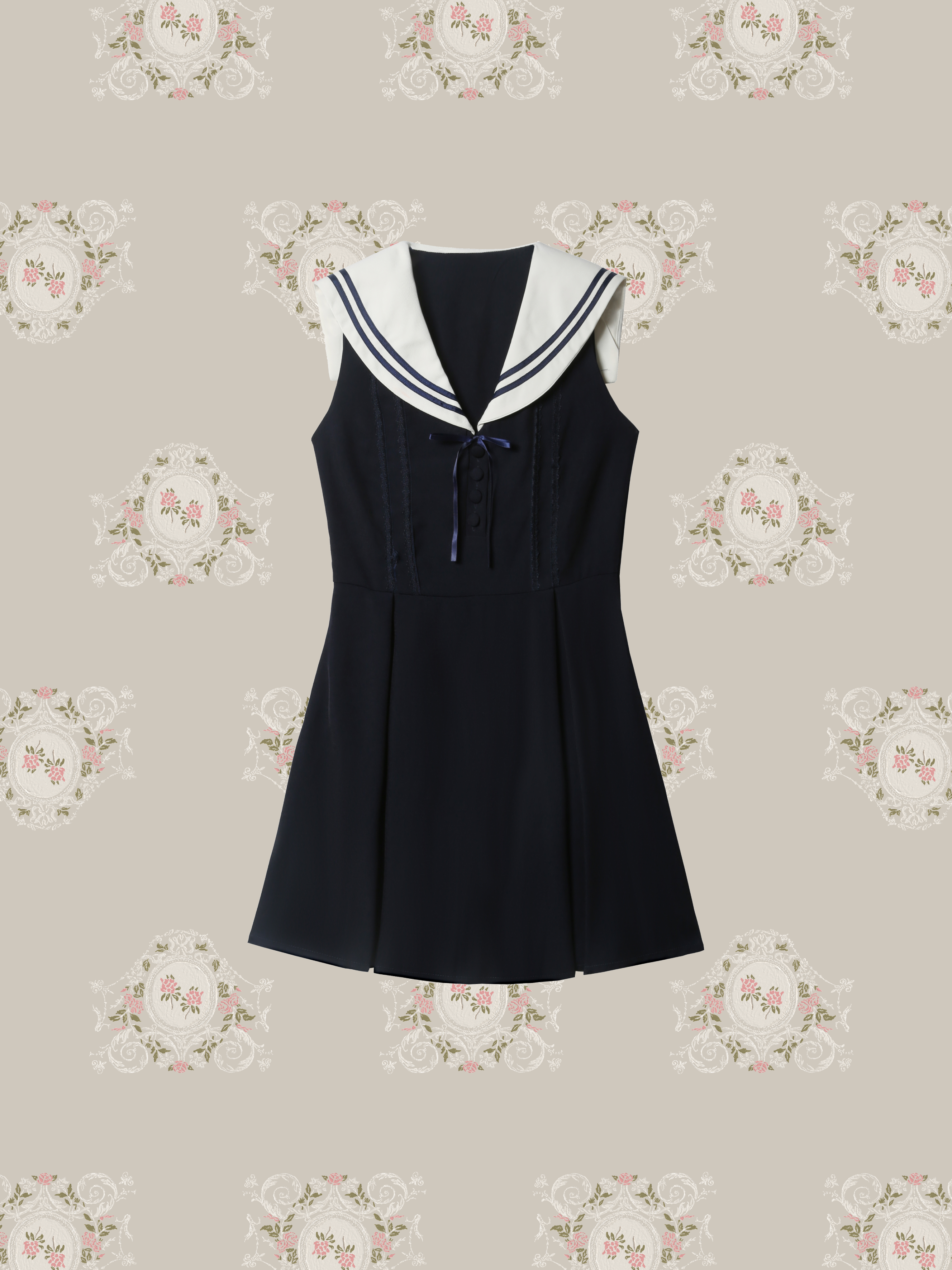 Sailor Collar Waisted One Piece/セーラーカラーウエストワンピース