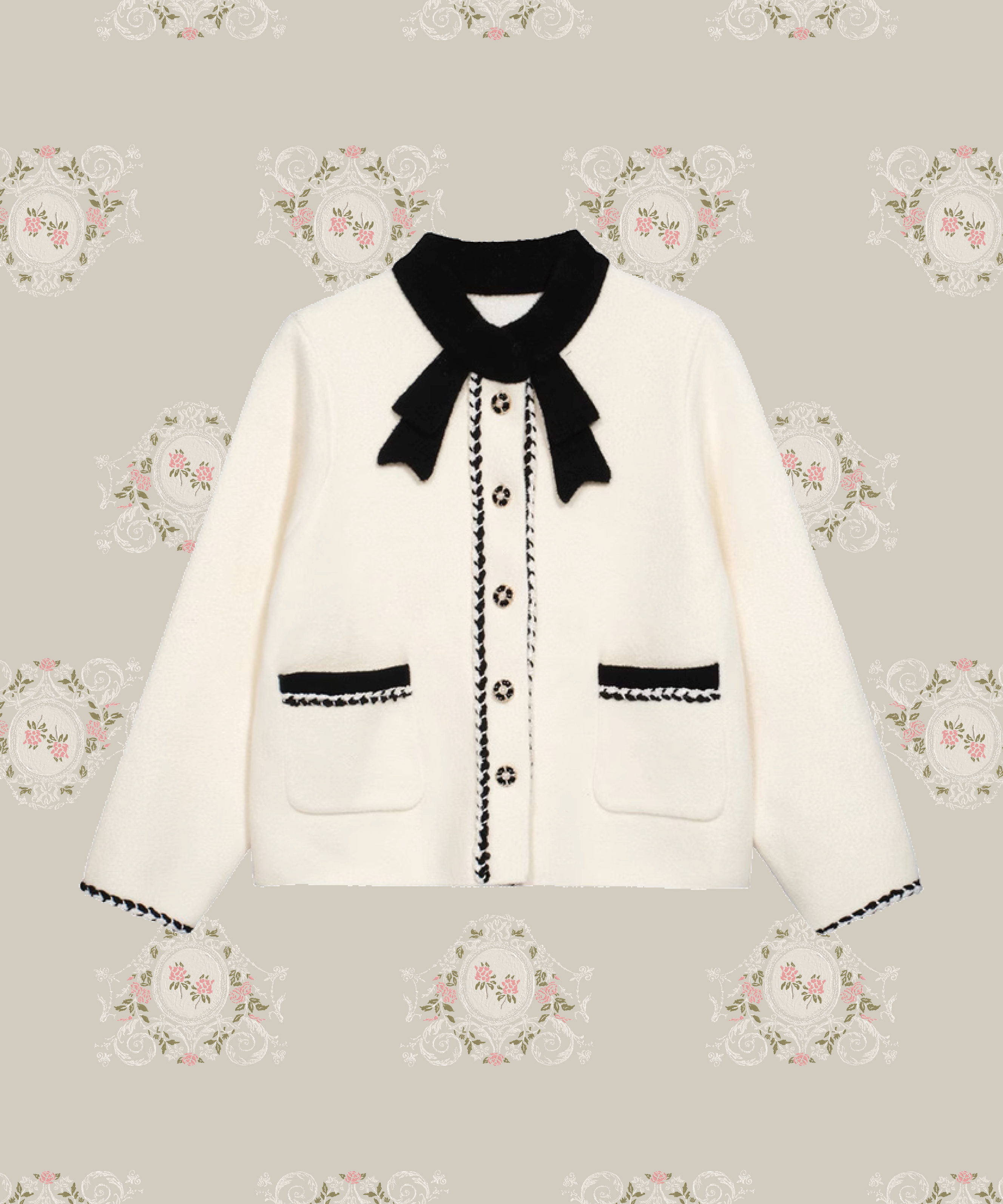 Texture Pearl Button Woollen Jacket