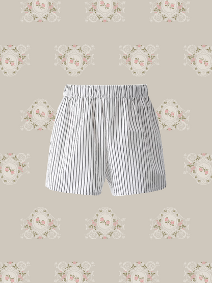 Waisted Baby Collar Stripe One Piece With Pants/ウエストベビーカラーストライプワンピース パンツセット