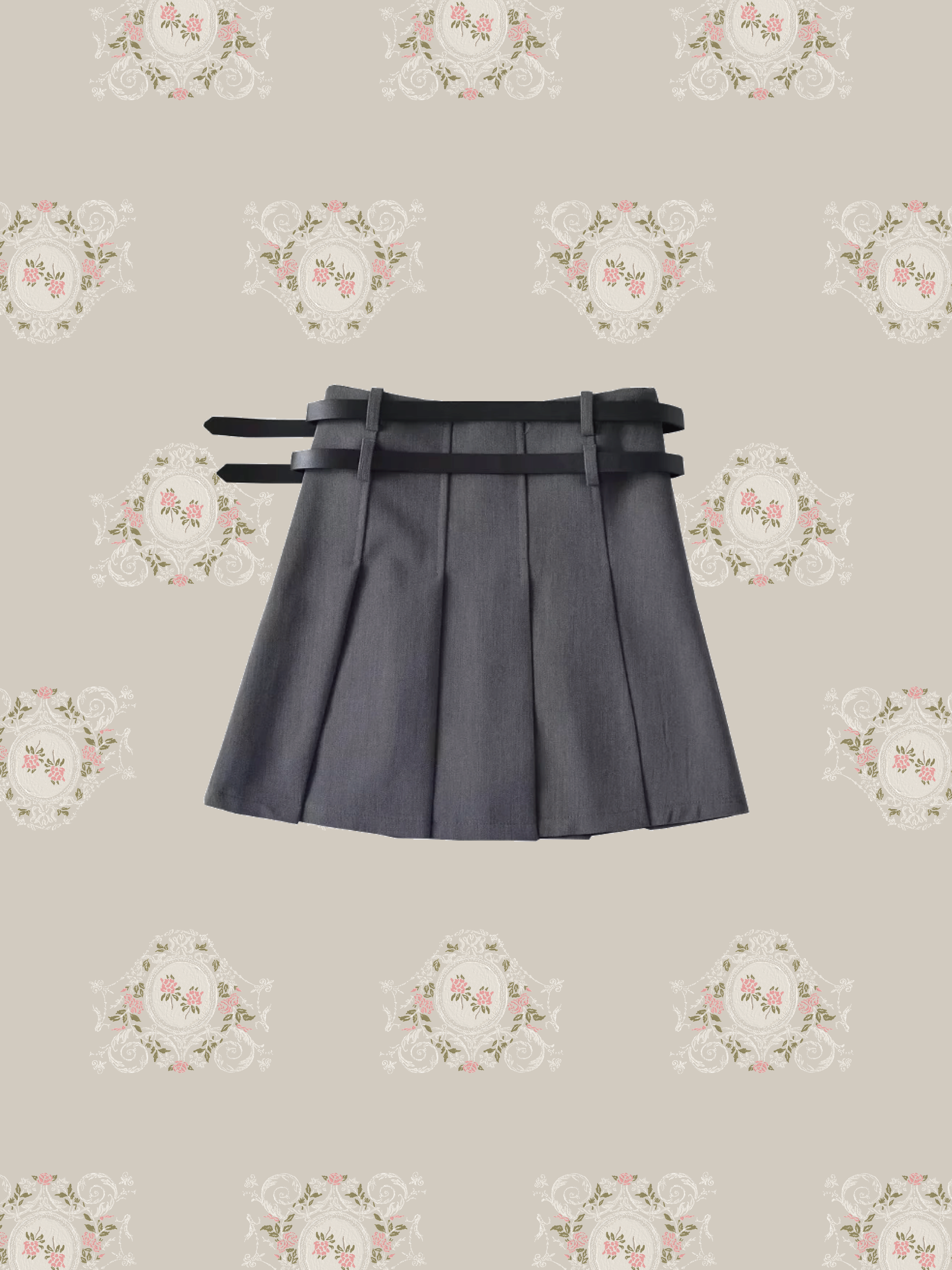 Double Belt Pleats Skirt ダブルベルトプリーツスカート