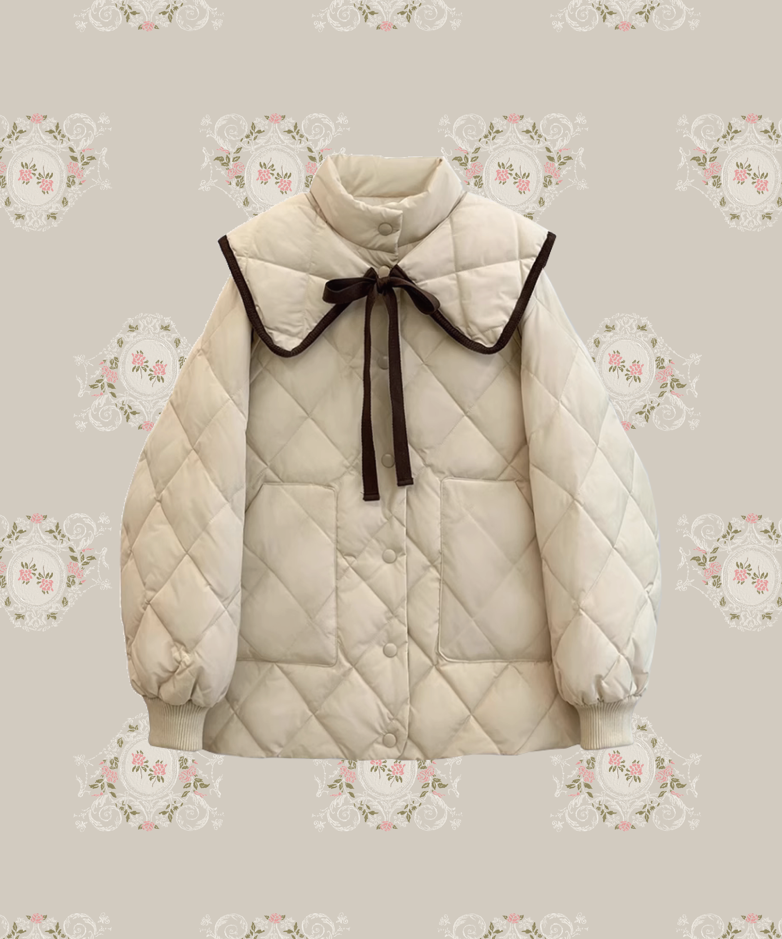 Quilted Lace Ribbon Duck Down Jacket キルティングレースリボンダックダウンジャケット