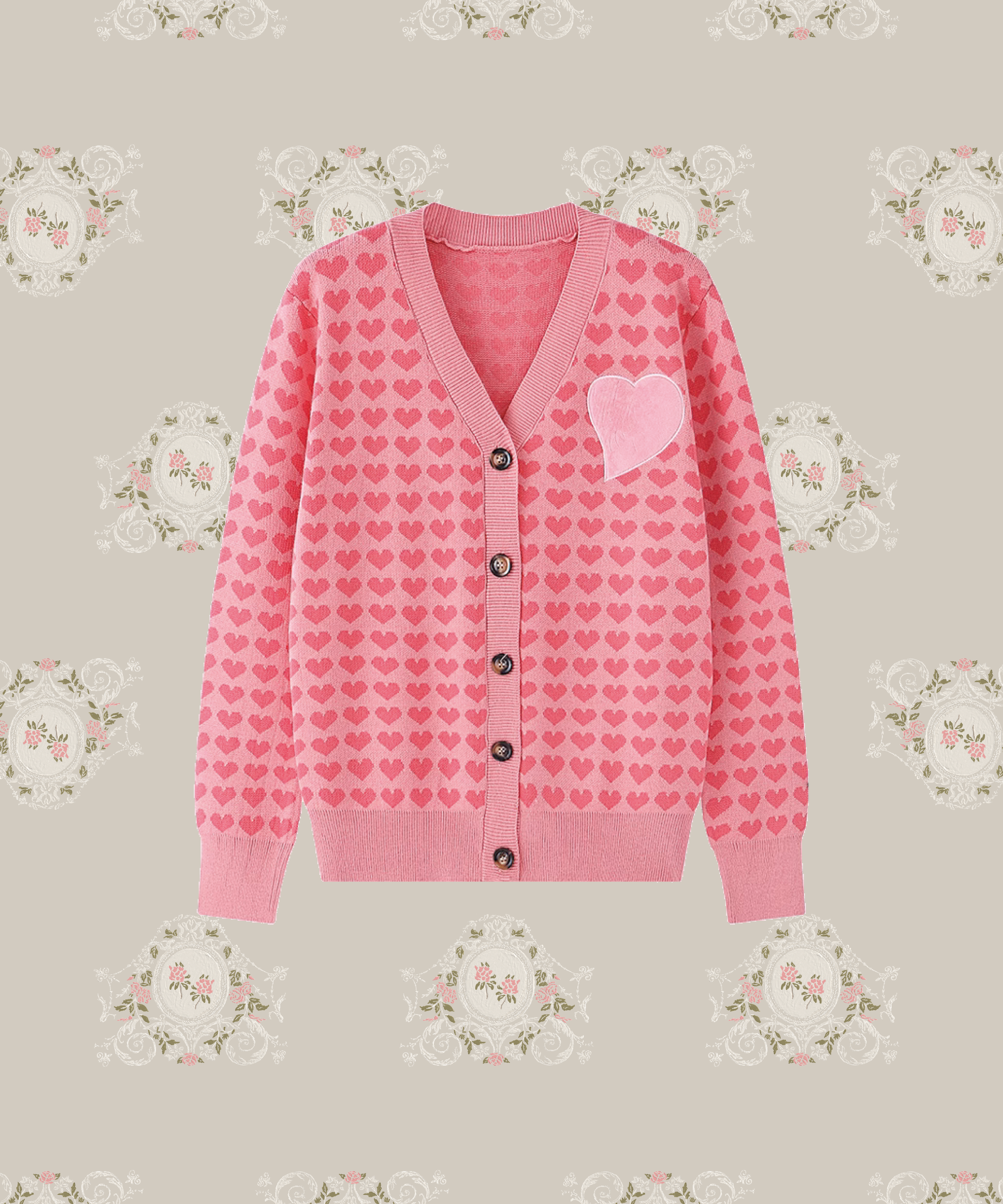 Heart Embroidery Boxy Cardigan 