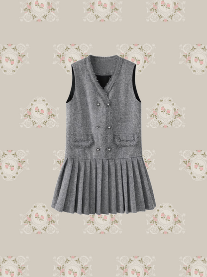 Vest Pleats Dress Set-Up 