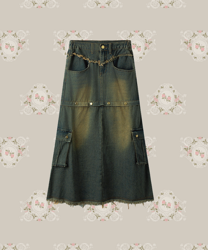 Washed Denim Pocket Skir Washed denim pocket skirt 