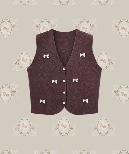 Ribbon Deco Tweed Vest 