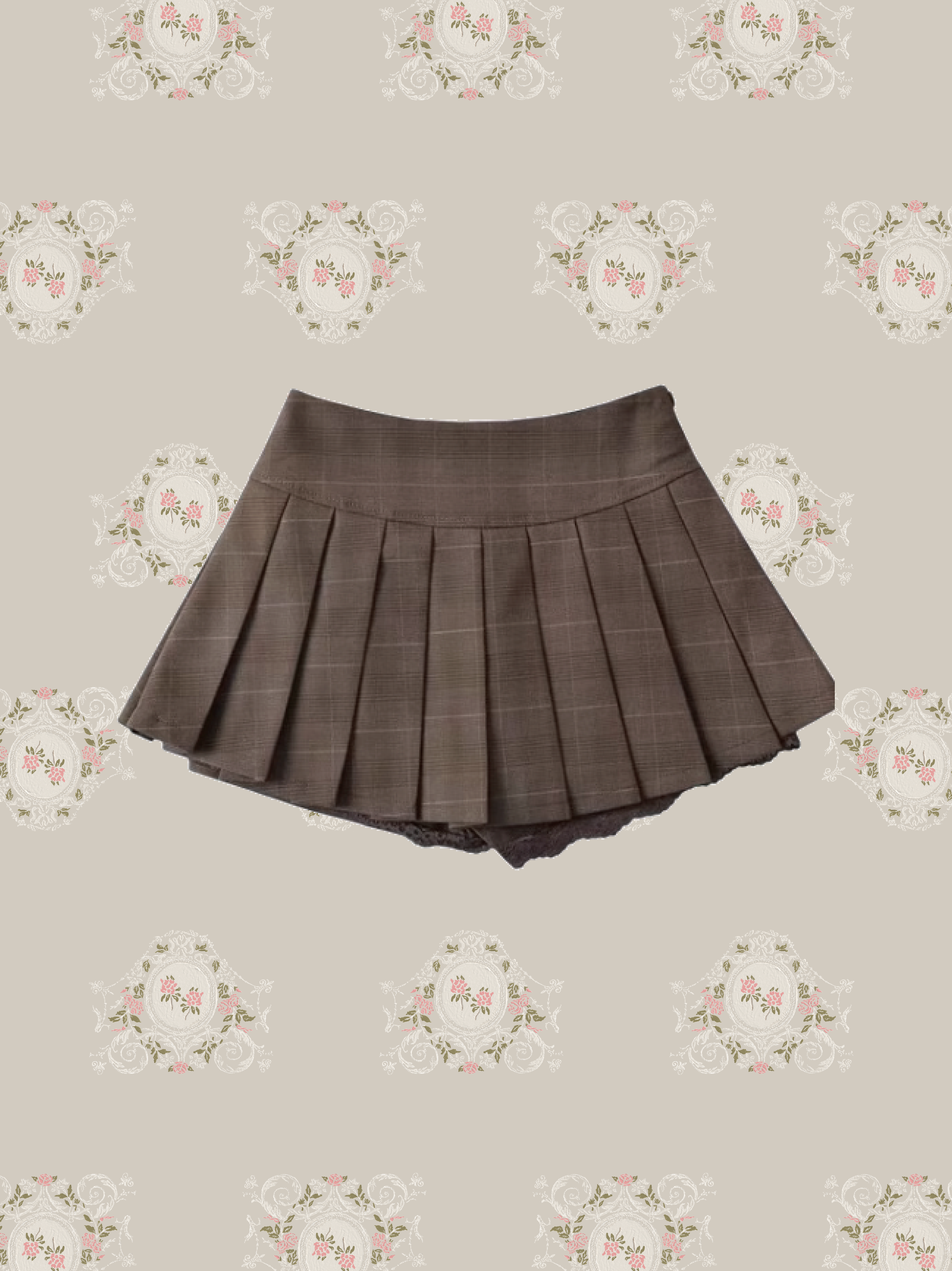 Preppy Lace Piping Pleats Skirt/プレッピーレースパイピングプリーツスカート