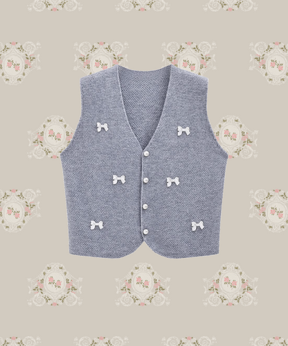 Ribbon Deco Tweed Vest