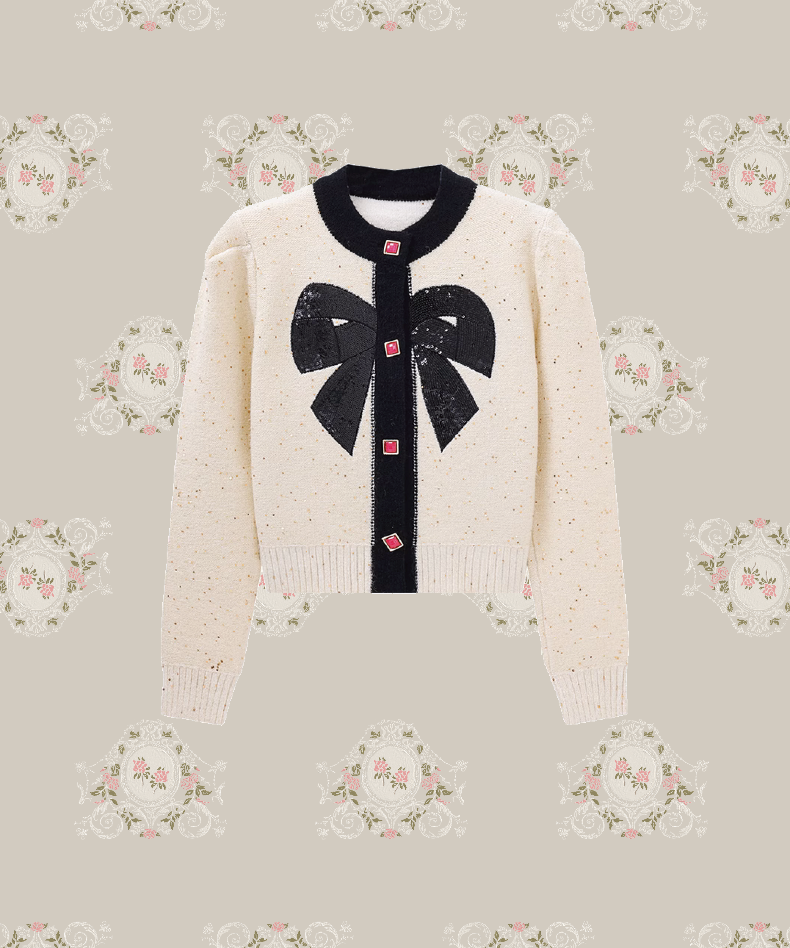 Sequins Bijou Button Cardigan