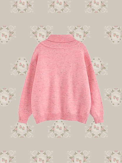 Half Neck Ribbon Knit Top/ハーフネックリボンニットトップス