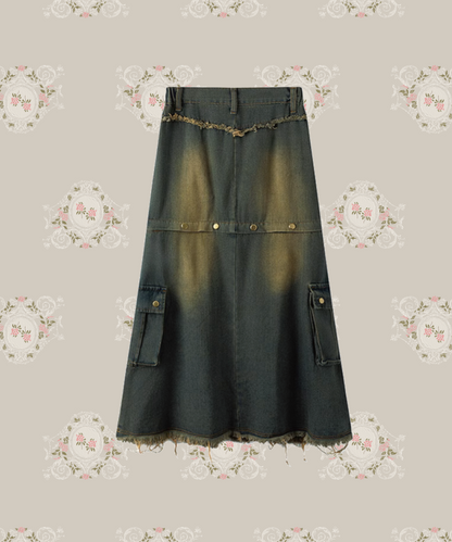 Washed Denim Pocket Skir Washed denim pocket skirt 