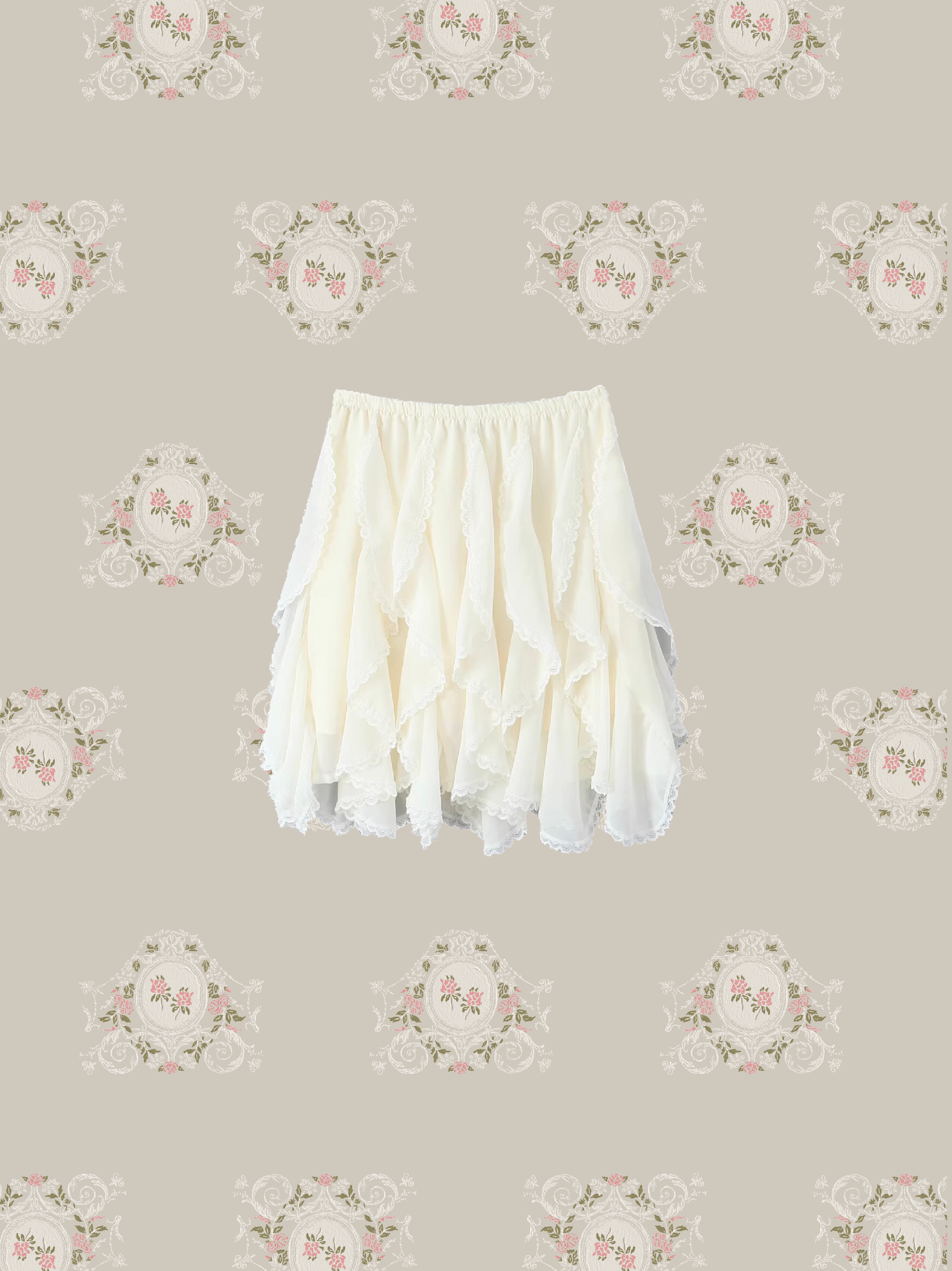 Asymmetry Flared Lace Skirt/アシンメトリーフレアレーススカート