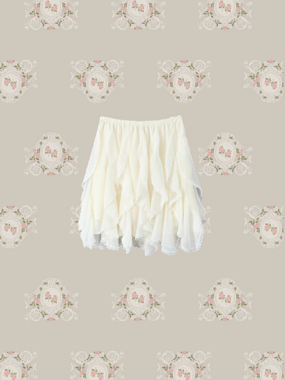 Asymmetry Flared Lace Skirt/アシンメトリーフレアレーススカート