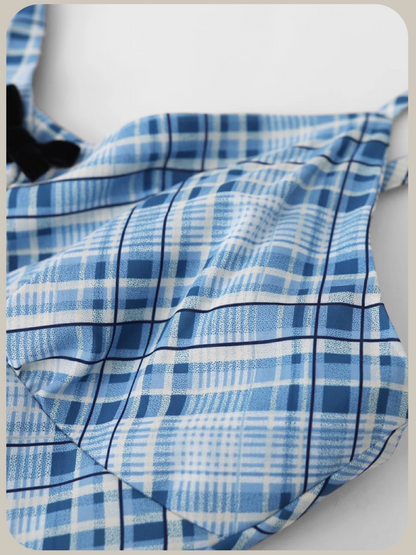 Asymmetry Frill Check Cami Dress/アシンメトリーフリルチェックキャミワンピース