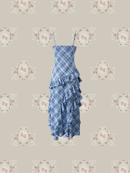 Asymmetry Frill Check Cami Dress/アシンメトリーフリルチェックキャミワンピース