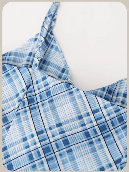 Asymmetry Frill Check Cami Dress/アシンメトリーフリルチェックキャミワンピース