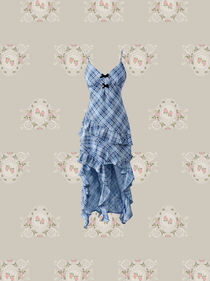 Asymmetry Frill Check Cami Dress/アシンメトリーフリルチェックキャミワンピース