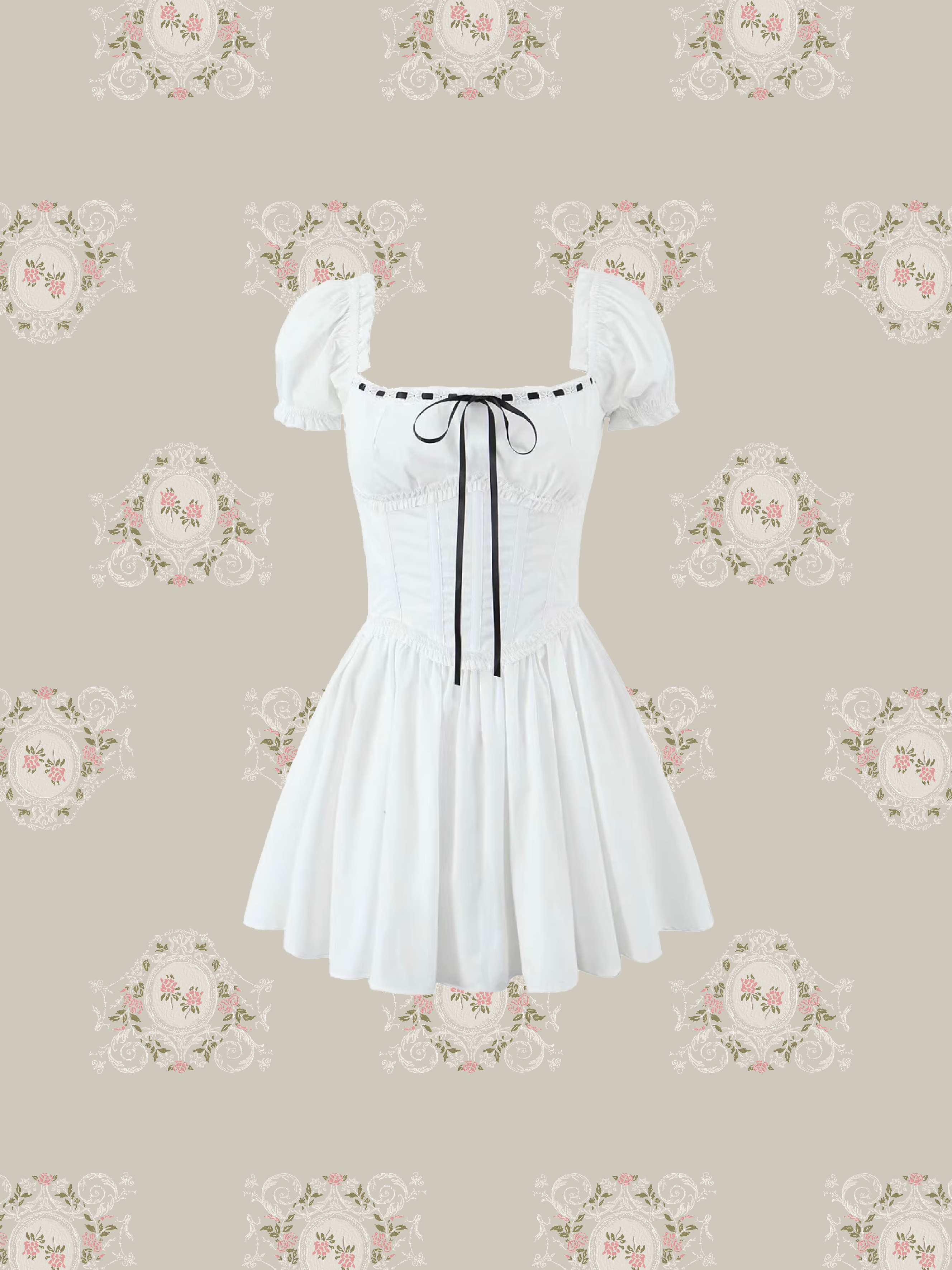 French Square Collar One Piece/フレンチスクエアカラーワンピース
