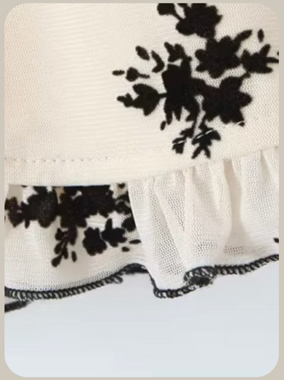 Frill Piping Floral Blouse/フリルパイピング花柄ブラウス